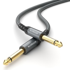 BlueRigger 6.35mm Mono Jack TS ¼ Cable 10FT - (Male TS ¼ Inch Instrument Cable to 6.35 mm Unbalanced Speaker Cable, ¼” Amp Cord, Interconnect Cable) - Compatible with Speaker, Guitar, Keyboard