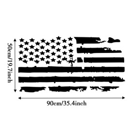 TOMALL 35 x19 INCH American Flag Distressed Decal for Auto Hood USA Flag Stripe Graphic Vinyl Waterproof Universal for All Car SUV Truck Hood Door Sides Windshield Decoration |50x90cm| (Black)