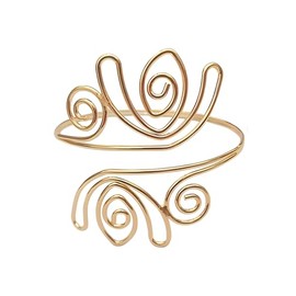 Tibond Boho Upper Arm Cuff Bracelet for Girls Women, Adjustable Gold and Silver Coils Arm Band Cuff Bracelet Punk Bangle Minimalist Style Bangle Open Armlets (Q)