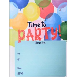 YLAB - 40 Party Invitations & Envelopes - Time To PARTY Invites! Birthday, Engagement