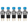 DIYhz 5Pcs Self Locking SPST Latching Type Dash ON/Off Blue