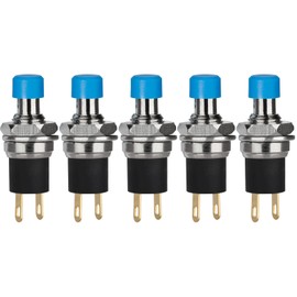 DIYhz 5Pcs Self Locking SPST Latching Type Dash ON/Off Blue Push Button Switch AC 250V/3A