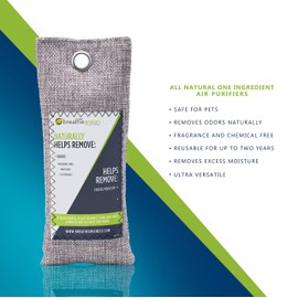 Breathe Green Charcoal Shoe Odor Eliminator Bags (8-Pack) | Activated Bamboo Charcoal Shoe Deodorizer | Natural Air Freshener Helps Remove Odors & Moisture | Odor Eliminator for Car, Closet, Gym Bag,