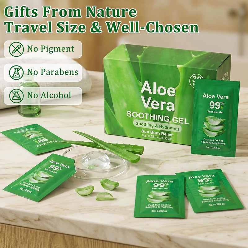 60 Pack Travel Size Aloe Vera Gel Bulk for Face,