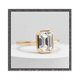 ZengoriGems 14k Gold Plated Engagement Ring 925 Sterling Silver Emerald Cut 2CT CZ Anniversary Wedding Promise Rings for Women Lover Size 9