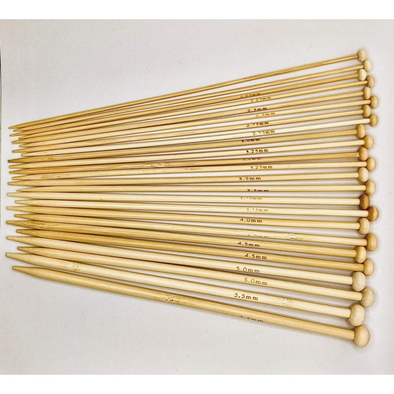 CHSYOO 36 Pieces Bamboo Single Pointed Knitting Needles Set with