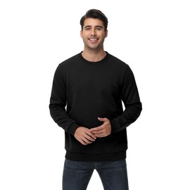 Tincini Men's Sweatshirt Winter Thick Fleece Pullover Casual Crew Neck Lined Sweater Warm Long Sleeve Jumper Winter Jumper, black