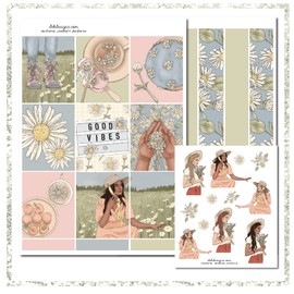 Life Planner Sticker Kit, Daisy Delights, over 150 stickers on premium matte