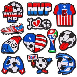 12 Piezas de Parches de Fútbol Termoadhesivos para Coser con Tema de la Copa Mundial 2026 Bandera de EE.UU. Parches Bordados Deportivos Americanos par