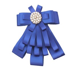 Chamvino - Broche de lazo grande para mujer y niña, con diamantes de imitación, para camisas, hotel, azafata, estudiante, logotipo profesional, Zinc Perla de imitación, cristal