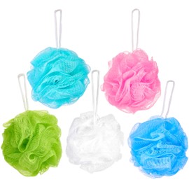 BRUBAKER Cosmetics - Premium Bath & Shower Sponge - Exfoliating Body Pouf - with String for Hanging - 5 Pack - Mixed Colors