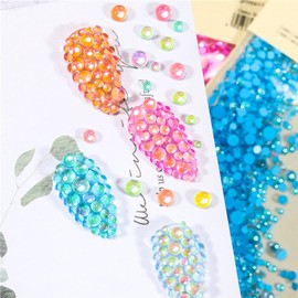 XIULI Mermaid Rhinestone Matte Candy Colorful Rhinestones Mix Beads Nail Decoration for Nail Art DIY Mixed Size 1440 Pieces (Blue)