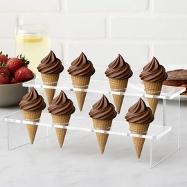 SYXLS Acrylic Ice Cream Display Stand, 8-Hole, Made Of Acrylic Material, Transparent And Clear, Suitable For Weddings, Birthday Parties, Cafes, Dessert Shops, Space Saving, Easy to Clean (Rectangle)
