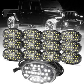 Winunite Pure White Rock Lights, 27 Full Angle Chips, 4M Extension Wires Each Light, 6000K Pure White, IP67 Waterproof Rock Lights for Trucks Trailer Cars SUV ATV UTV Boats:_12pods