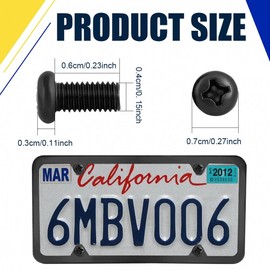 HEVLE 8PCS Black License Plate Screws, Stainless Steel License Plate Screws with Phillips Machine Pan Head 18-8, M5-0.8 x 6mm Black Oxide Car License Plate Frame Screws Fits for Model 3/Y (6MM)