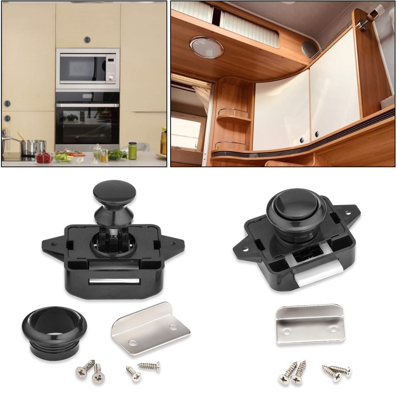 LESOLEIL Push Lock Motorhome Furniture Lock Button Cabinet ABS Lock