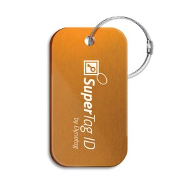 Dynotag® Sentry Series Solid Metal Web Enabled Smart Luggage ID Tag + Steel Loop, w. DynoIQ™ & Lifetime Recovery Service (Frost Gold, Anodized Aluminum)