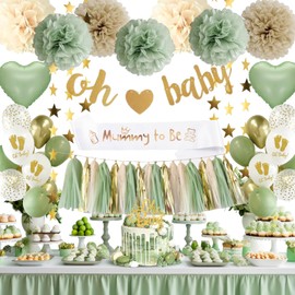 Baby Shower Decoration Boy, Baby Shower Girl, Green Gold Baby Shower Decoration, Baby Party Decoration, Neutral, Gender Reveal Party, Oh Baby Decoration, Baby Shower Balloons Garland for Baby Boy or