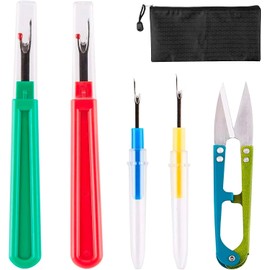 Timotech Set 6 Piezas Descosedores de Costuras Profesionales, Kit de Removedores de Hilos con 4 Desgarradores de Diferentes Tamaños, Cortahilos de Metal y Bolsa de Almacenamiento, Multicolor