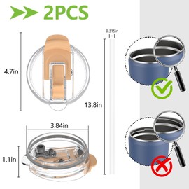Kurotel Ultimate 2-in-1 Replacement Lid with Straw & Sip for Yeti 30oz/35oz/42oz Tumbler Lids, Leakproof, Fit for Hydraflow/Hydrapeak 40oz Tumbler and REDUCE 40oz/50oz Tumblers - 2 Pack