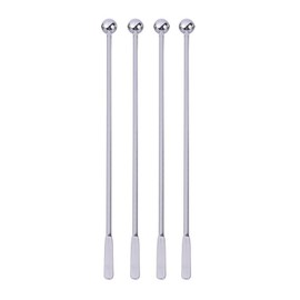 YFFSFDC Stainless Steel Stirring Rod, Long Stirrer, Total Length 7.5 inches (19 cm), Cocktail & Coffee, Beverage Mixer, Convenient Accessories, Set of 4 (Silver)