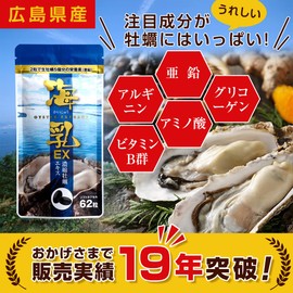 亜鉛 牡蠣サプリ アミノ酸 高配合 海乳EX 販売実績18年の濃縮牡蠣エキス （31日分／62粒） グリコーゲン アルギニン ビタミン アミノ酸 ミネラル