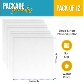 Refrigerator Liners for Shelves (12 Pack) by Linda’s Essentials - Easy to Clean Fridge Liner with Spill Protection Refrigerator Shelf Liners & Drawer Liner, Nonslip BPA-Free Refrigerator Mats (Clear)