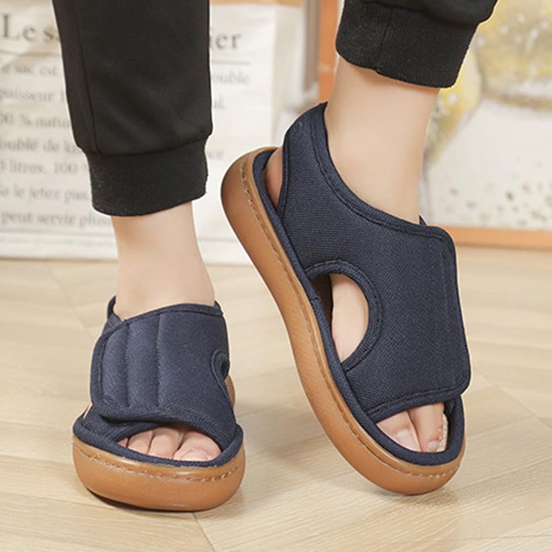 Euyqs Nursing Slippers, Wide Design, Velcro Adjustable, Easy to Wear,