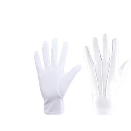 Azlanway White Cotton Gloves, 3 Pairs Reusable Soft Formal Gloves, Breathable Inspection Gloves for Police Uniform, Parade, Catering, Magician, Wedding, Ceremony or Costume Use