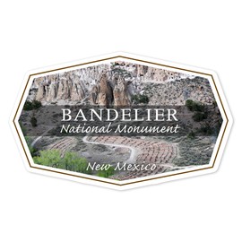 Die Cut Sticker Bandelier National Monument, New Mexico, Canyon Overview, Contour, Photography Vinyl Sticker 3 to 6 inches, (Waterproof Decal for Cars, Water Bottles, Laptops, Coolers), Large