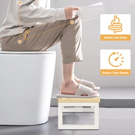 Portable Toilet Potty Stool for Adults, 6" and 7" Adjustable Height, Foldable Wood Poop Squat Stool for Potty Training, Sturdy Poop Step Stool, Improve Bathroom Posture and Comfort