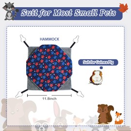Petonfun Guinea Pig Hideout Toys, Ferret Hammock, Rat Cage Accessories Set - Large Small Animal Chinchilla Bed for Hamster, Tunnel, Squirrel, Sugar Glider - Hanging Hide, Blue