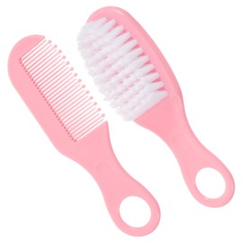 ORFOFE Boy Girl Hair Brush Set Brush Soft Massage Comb Grooming Kit Non-Slip Pink
