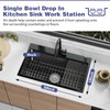 Black Kitchen Sink Workstation,30"x18" Stainless Steel Drop In Single Bowl