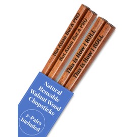 Wooden Chopsticks Funny Gift Wood Reusable Chopsticks Chinese Chop Sticks Set Japanese Sushi Chopsticks Wedding Party Gifts Gift For Chef or Foodie Party Favors Wedding Guests (2 PAIRS)