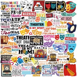 50 PCS Theatre Stickers,Aesthetic Waterproof Vinyl Stickers,Theatre Gifts-Drama Party Supplies-Gift for Water Bottle,Laptop,Phone,Skateboard Sticker for Teens Girls Kids Women&Men(Theatre)