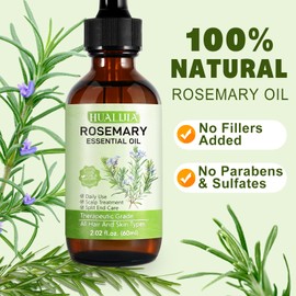 Rosemary Oil for Hair Growth, 100% Pure Rosemary Essential Oil for Skin, Face, Eyebrow and Eyelash Growth, Body Massage, Nourishes The Scalp, Improve Blood Circulation, 60ml
