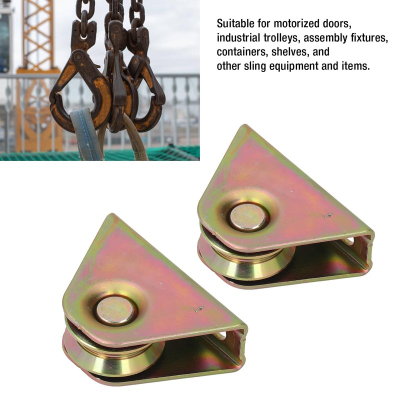 2PCS V Groove Wheel Pulley, Galvanized Alloy Steel Track Rail