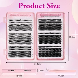 Aomig Lash Clusters Wispy Cluster Lashes, 570Pcs Individual Cluster Lashes Extensions Mixed Trays 8-16mm Eyelash Clusters, Natural Lash Extensions Wispy Cluster Lashes Kit(30D+40D+50D+60D+80D+100D)
