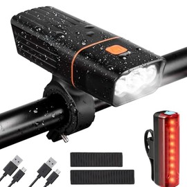 DQST Luces para Bicicleta Delanteras y Traseras, USB Recargable Luz Bicicleta, Lámpara para Bicicleta 1000Lumen, Lmpermeable IPX5,Adecuado para Ciclismo, Camping, Senderismo
