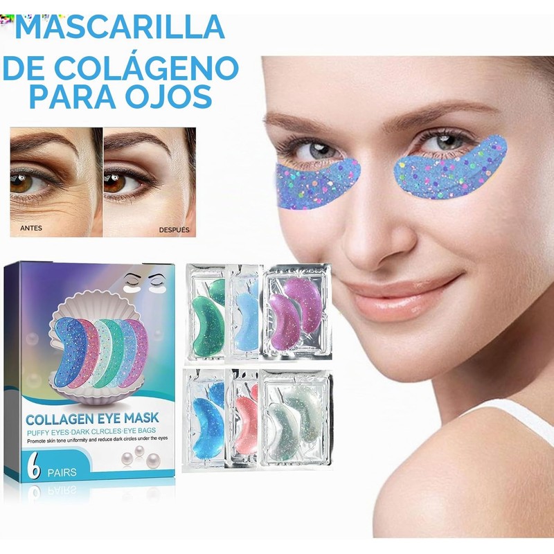 Bluemega Mascarillas para Ojos, 12 Unidades, Parches de Colágeno Marino