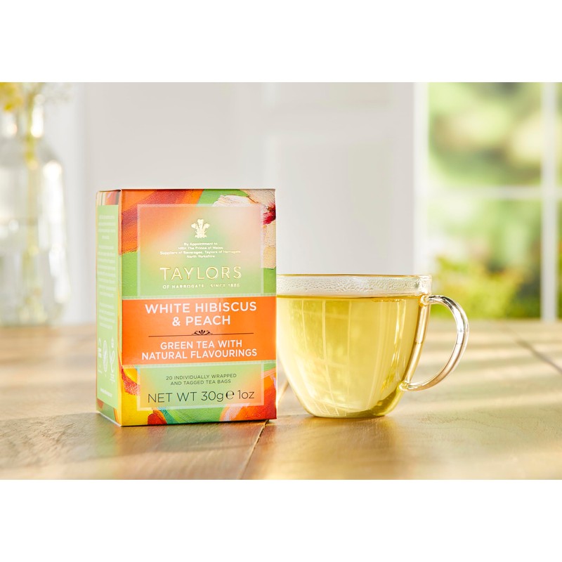 Taylors of Harrogate White Hibiscus & Peach, Green Tea Individually