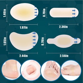 CUHZA Pack of 20 Blister Plasters Set, Foot Sole, Gel Plasters, Blister Plasters, Toe Plasters Against Blisters on the Heel (4 Sizes)