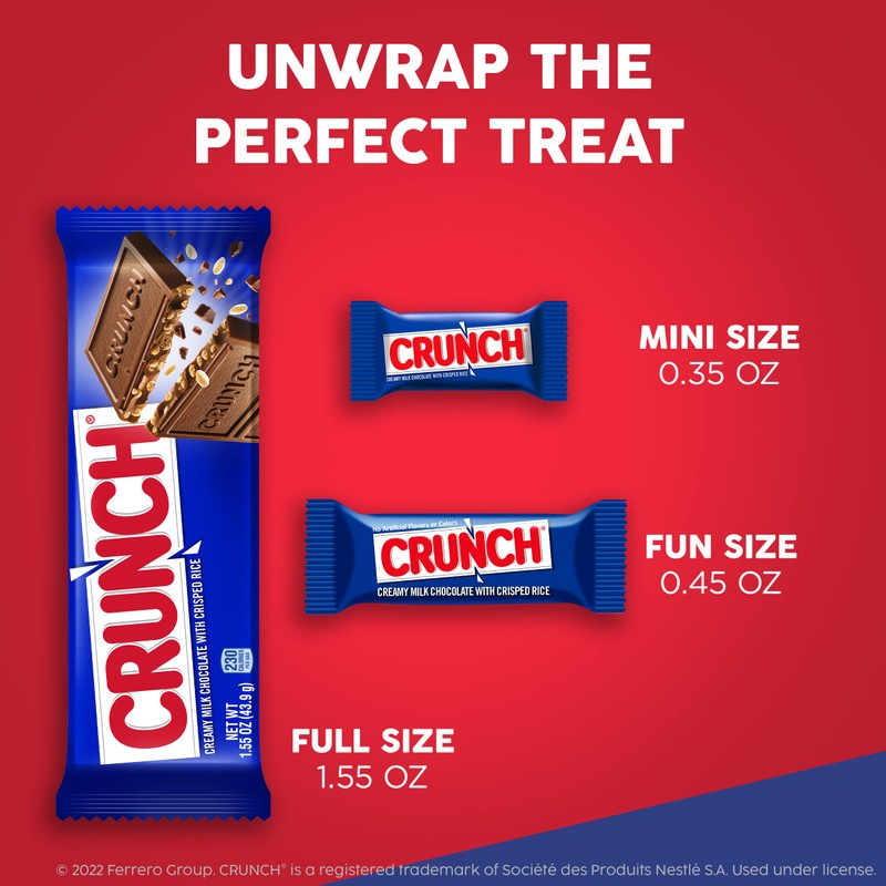 CRUNCH, Bulk 36 Pack, Milk Chocolate and Crisped Rice, Full