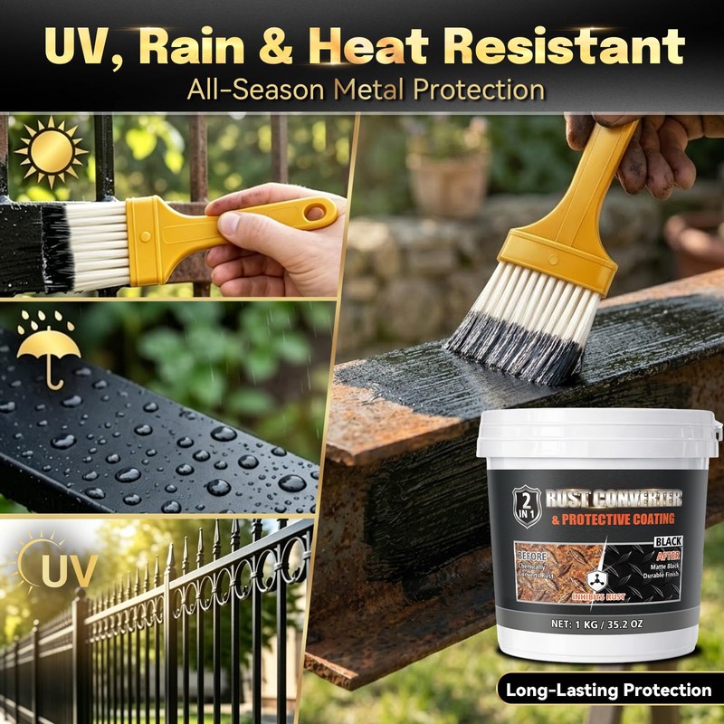 2-in-1 Rust Converter Paint & Metal Primer, 35 oz Black