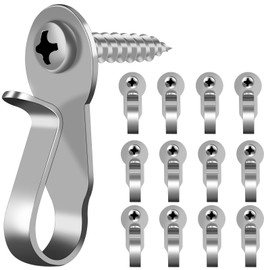 DINGEE Light Hanger Hooks,Stainless Steel Screw in Hooks for Outdoor String Lights, Christmas Light Hooks,Small Screw Hooks for Patio Light,Plants,Wind Chimes 12 Pack