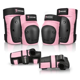Forzueby Adult/Kids Knee Pads Elbow Pads Wrist Guards 6 in 1 Protective Gear Set for Inline Roller Skating Skateboarding Scooter BMX etc.