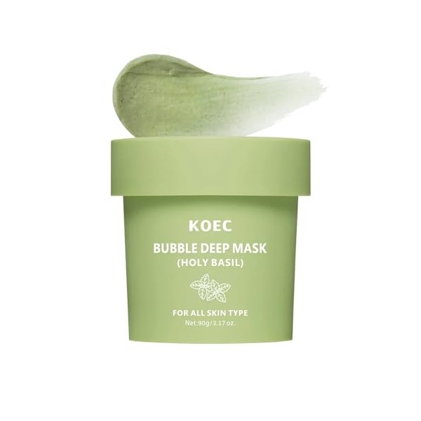 Holy Basil Bubble Deep Mask, Clay Wash-Off Pack for Pores
