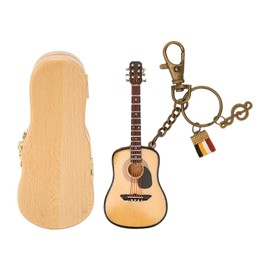 Mini Guitar Model Keychain Function Smoothing Wood Rich Details Miniature Wooden Guitar for Table Shelf Cabinet