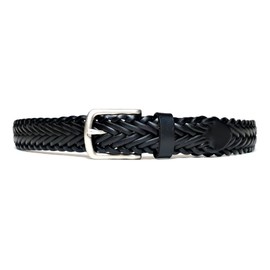 KIETH ST-02BK Mesh Belt, Italian Leather, Black, Total Length 41.3 inches (105 cm), 1.2 inches (30 mm) Wide, Made in Japan, Black
